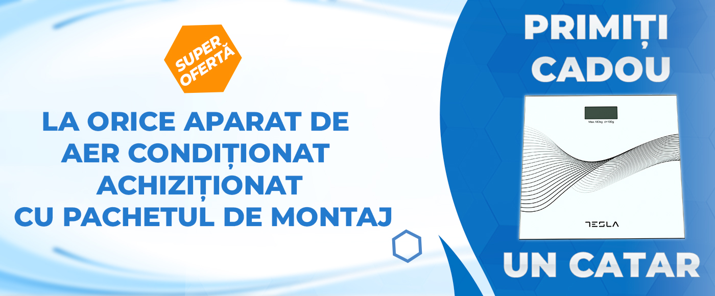 Cadou! La achizitionarea unui aparat de aer conditionat cu pachetul de montaj primiti cadou un mini aparat de aer conditionat portabil pentru camera sau birou!